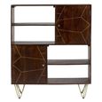 Display Cabinet - 2 Door - Hairpin Legs - Gold Geometric Inlay - Dark Mango Wood