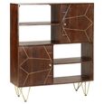 Display Cabinet - 2 Door - Hairpin Legs - Gold Geometric Inlay - Dark Mango Wood