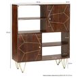 Display Cabinet - 2 Door - Hairpin Legs - Gold Geometric Inlay - Dark Mango Wood