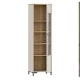 Bixbite Display Cabinet - 1 Door - Tall - Fluted - Light Oak and Sand