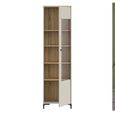 Bixbite Display Cabinet - 1 Door - Tall - Fluted - Light Oak and Sand