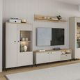 Bixbite Display Cabinet - 2 Door - Fluted - Light Oak and Sand