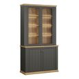 Pontypool Display Cabinet - 2 Door - Dark Grey and Light Oak