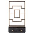 Hunter Black Oak Storage Shelving Unit with Gold Trim