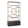 Hunter Black Oak Storage Shelving Unit with Gold Trim