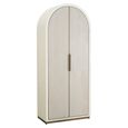 Tivoli Fluted Hall Cabinet - 2 Door - Arched - with Gold Trim - White - Ceramic