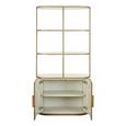Tivoli Fluted Shelving Unit - 2 Door - with Gold Trim - White - Ceramic