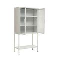 Acier Metal Display Cabinet - Glass 2 Door - White