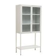 Acier Metal Display Cabinet - Glass 2 Door - White