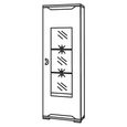 Angelo 1 Door Display Cabinet - RHF