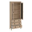 Barcelona Jackson Hickory Oak 3 Drawer Display Cabinet