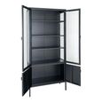 Brisbane Display Cabinet - 4 Door - Black Metal