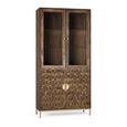Caltan Display Cabinet - 4 Door - Walnut Mango Wood and Gold - Geometric