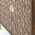 Caltan Display Cabinet - 4 Door - Walnut Mango Wood and Gold - Geometric