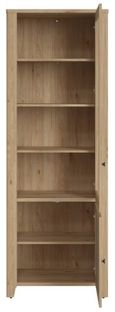 Cestino Oak and Rattan Effect 2 Door Narrow Display Cabinet
