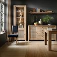 Cestino Oak and Rattan Effect 2 Door Narrow Display Cabinet