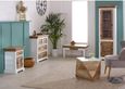 Coastal White and Wood Narrow Display Cabinet