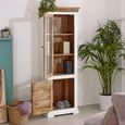Coastal White and Wood Narrow Display Cabinet