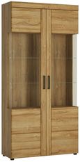 Cortina Oak Effect 2 Door Glazed Display Cabinet
