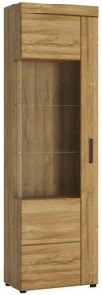 Cortina Oak Effect Tall Glazed Display Cabinet - LHF 