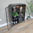Display Cabinet - Black Metal and Glass - 2 Door - Curved