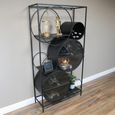 Display Cabinet - Black Metal and Glass - Round Shelves