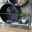 Display Cabinet - Black Metal and Glass - Round Shelves