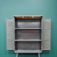 Display Cabinet - Industrial - Gold Metal and Rattan - 2 Door