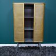 Display Cabinet - Industrial - Gold Metal and Rattan - 2 Door