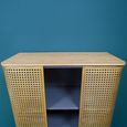 Display Cabinet - Industrial - Gold Metal and Rattan - 2 Door