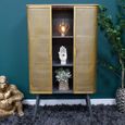 Display Cabinet - Industrial - Gold Metal and Rattan - 2 Door