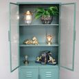 Display Cabinet - 4 Door - Green Metal - Industrial