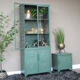 Display Cabinet - 4 Door - Green Metal - Industrial