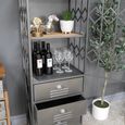 Display Cabinet - Industrial - Grey Metal - 1 Door - 3 Drawer