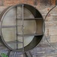 Display Cabinet - Industrial - Grey Metal - Round - 2 Glass Doors