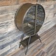 Display Cabinet - Industrial - Grey Metal - Round - 2 Glass Doors