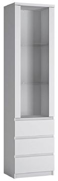 Fribo White Narrow 1 Door Glazed Display Cabinet