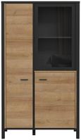 High Rock Oak Effect 3 Door Display Cabinet
