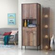 Industrial Rustic Oak Effect Tall Storage Cabinet