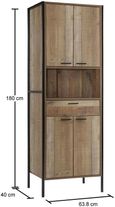 Industrial Rustic Oak Effect Tall Storage Cabinet