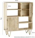 Kaza Light Mango Wood Display Cabinet - Hairpin Legs with Gold Geometric Inlay