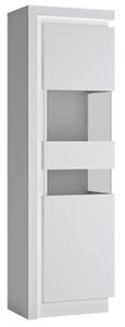 Lyon White Gloss Narrow Display Cabinet - RHD