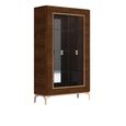 Modern Eva Vitrine - 2 Glass Door - Walnut with Gold Trim