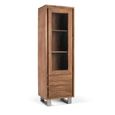 Monza Natural Acacia Wood - 1 Door Narrow Display Cabinet