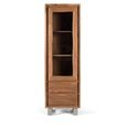 Monza Natural Acacia Wood - 1 Door Narrow Display Cabinet