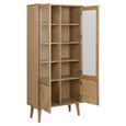 Nagano Display Cabinet - 4 Door - Herringbone Oak Pattern