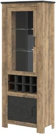 Rapallo Oak Effect 2 Door Display Cabinet with Wine Rack