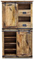 Renwal Works Industrial Style Wooden 2 Door Display Cabinet