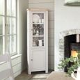 Salcombe Corner Narrow Display Cabinet - Grey Oak