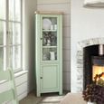 Salcombe Corner Narrow Display Cabinet - Sage Oak